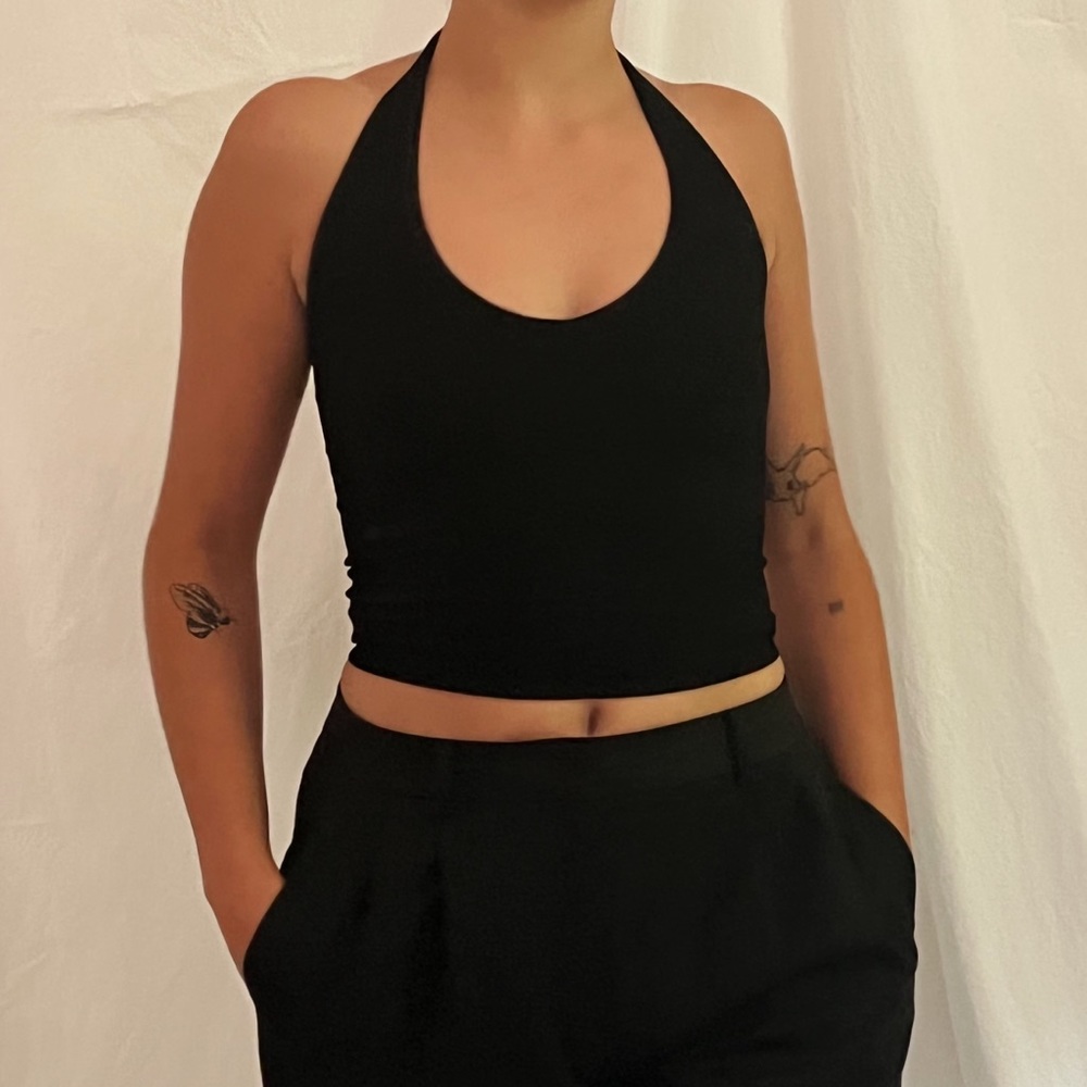 Black Halter Crop Top